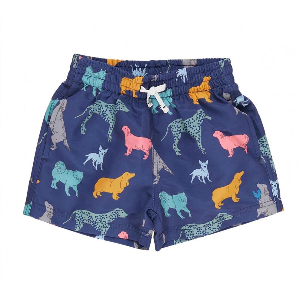 NEW PINK CHICKEN boy's dogs pull-on swim trunk in navy